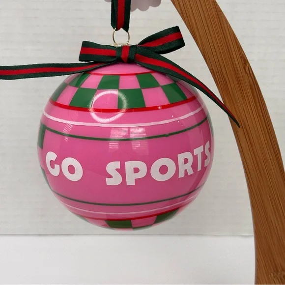 Anthropologie Go Sports Glass Ornament “Go Sports” NWT 4” Pink & Green - Picture 4 of 8
